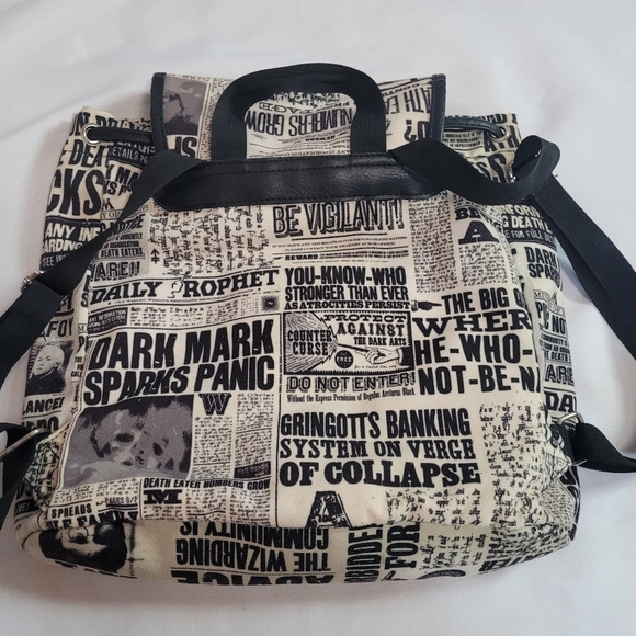 Harry Potter Daily Prophet Allover Newspaper Print Slouch Backpack - Picture 14 of 15